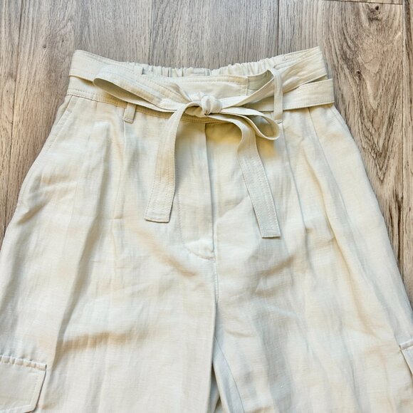 Aritzia Wilfred Kafka Linen High Rise Cargo Coastal Pants in Sand Cream Size 0 - Picture 3 of 11